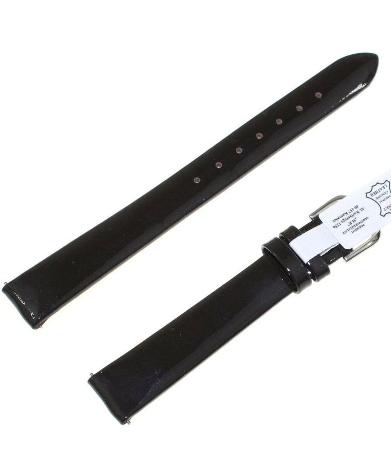 Lakierowany skórzany pasek Bisset 14mm – ciemny brąz, srebrna sprzączka.jpg